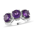 Karis Amethyst 3 Stone Ring in Platinum Bond 3.60 ctw - Sticky add to cart bar