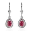 Ouro Fino Rubellite, Multi Gemstone Lever Back Earrings in Vermeil RG and Platinum Over Sterling Silver 1.20 ctw - Sticky add to cart bar