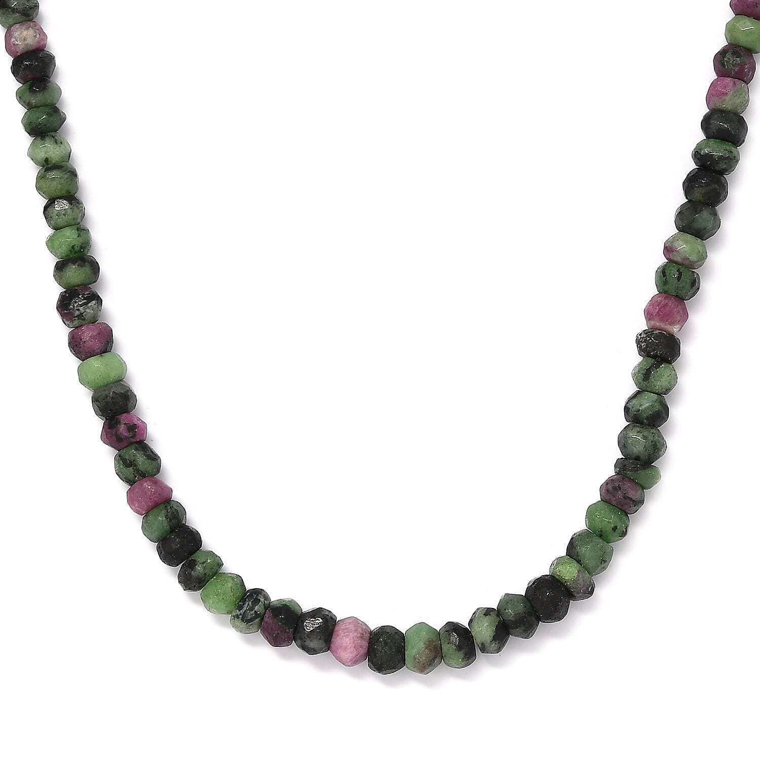 Ruby Zoisite Beaded Necklace 20 Inches in Platinum Over Sterling Silver 112.25 ctw