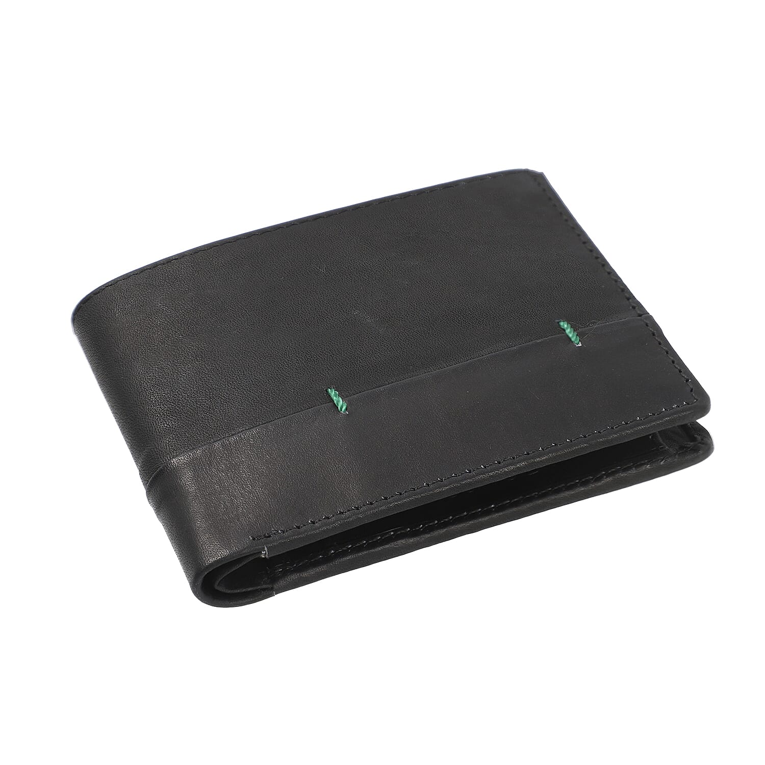 Black Genuine Leather RFID Bi-fold Men's Wallet (4.5"x3.75")