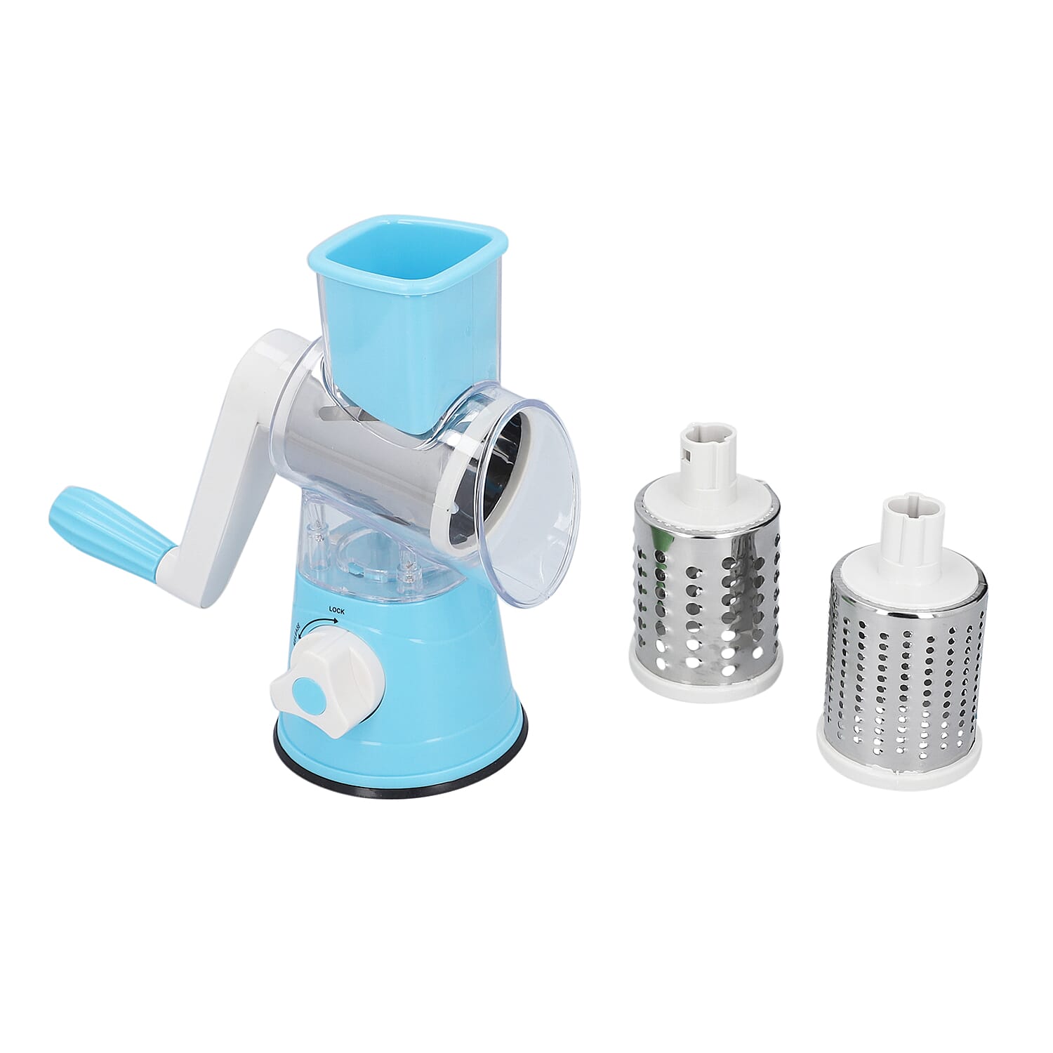 HOMESMART Blue - Vegetable and Fruit Slicer with Interchangeable Stainless Steel Drum Blades (9.84"x9.06")