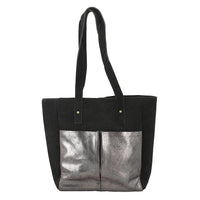 "100% Genuine Leather Tote Bag Color:Black Size: 11.5Lx13Hx4W INCH"