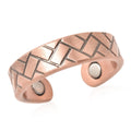 Criss Cross Texture Adjustable Open Ring with Magnetic End in Rosetone - Sticky add to cart bar