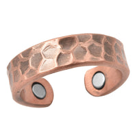 Criss Cross Texture Adjustable Open Ring with Magnetic End in Rosetone