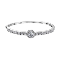 Moissanite Bangle Bracelet in Platinum Over Sterling Silver (7.25 In) 5.65 ctw