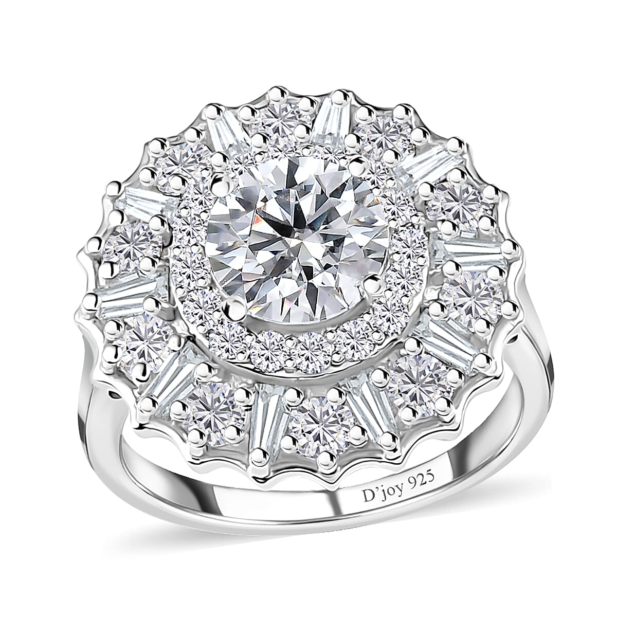 Moissanite Floral Ring in Platinum Over Sterling Silver 2.50 ctw