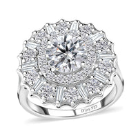 Moissanite Floral Ring in Platinum Over Sterling Silver 2.50 ctw