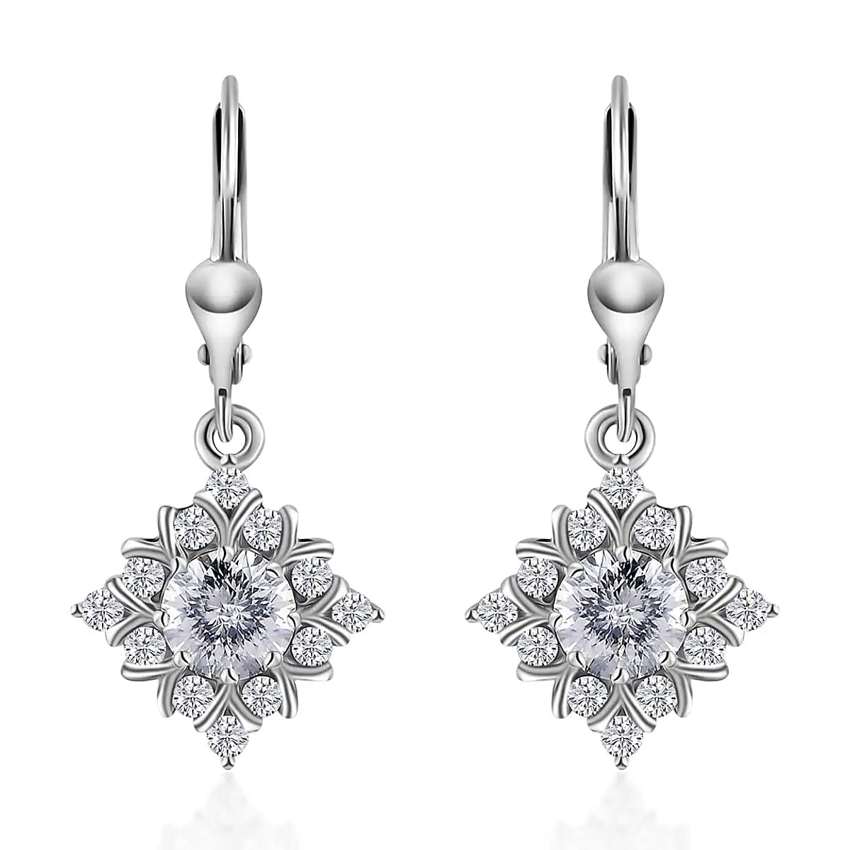 Moissanite Dangling Earrings in Platinum Over Sterling Silver 1.50 ctw