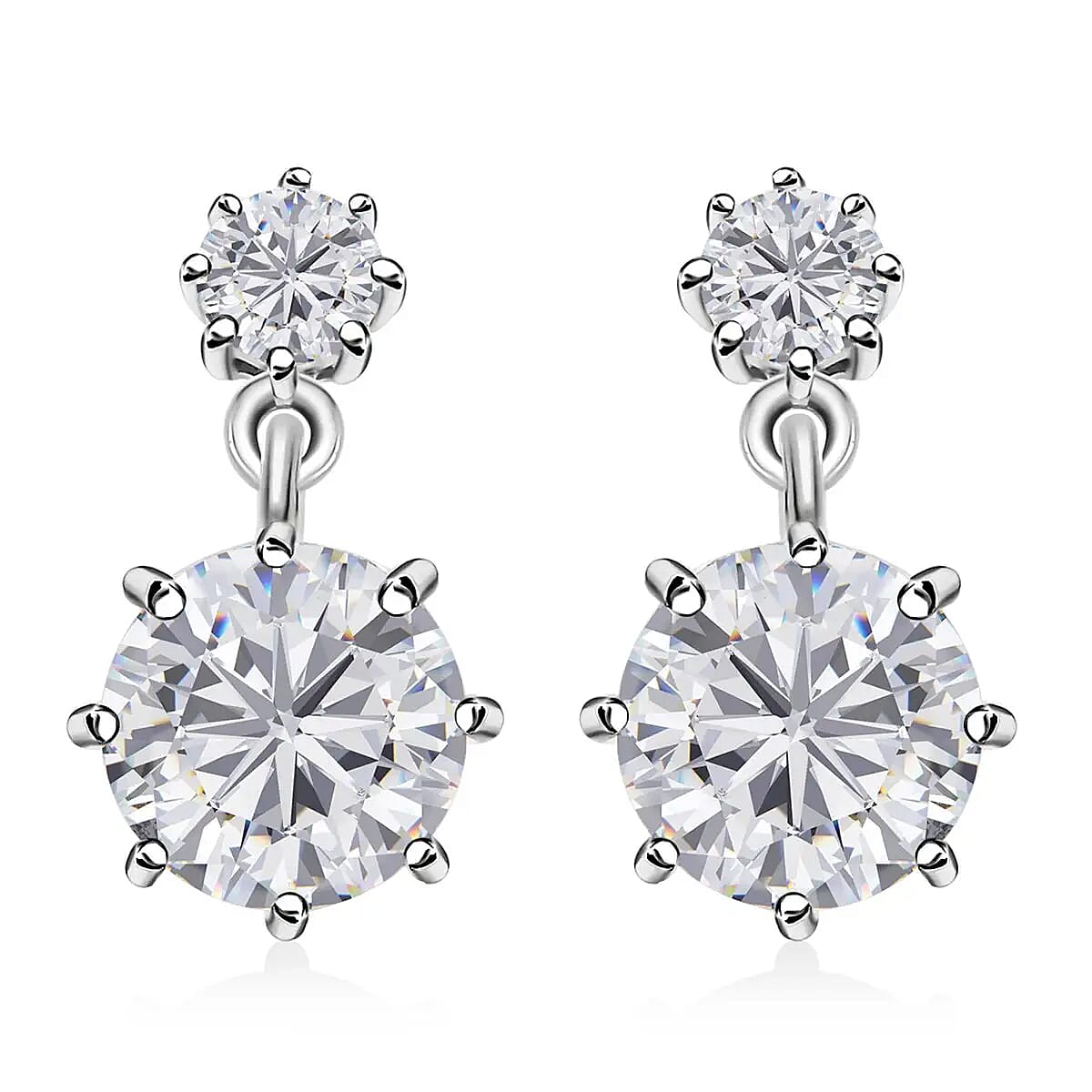 Moissanite Dangling Earrings in Platinum Over Sterling Silver 2.65 ctw