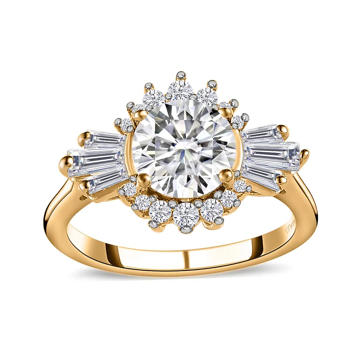 Moissanite Sunburst Ring in Vermeil Yellow Gold Over Sterling Silver (Size 10.0) 1.70 ctw