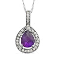 Amethyst and Austrian Crystal Pendant Necklace 18 Inches in Platinum Over Sterling Silver 1.35 ctw - Sticky add to cart bar