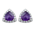 Amethyst and Simulated Diamond Earrings in Silvertone 1.50 ctw - Sticky add to cart bar