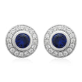 Simulated Blue and White Diamond Earrings in Silvertone 2.10 ctw - Sticky add to cart bar