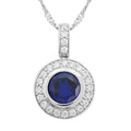 Simulated Blue and White Diamond Pendant in Silvertone 2.00 ctw - Sticky add to cart bar