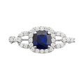 Simulated Blue and White Diamond Brooch in Sterling Silver 2.40 ctw - Sticky add to cart bar