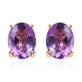 Rose De France Amethyst Solitaire Stud Earrings in Vermeil Rose Gold Over Sterling Silver 2.25 ctw - Sticky add to cart bar