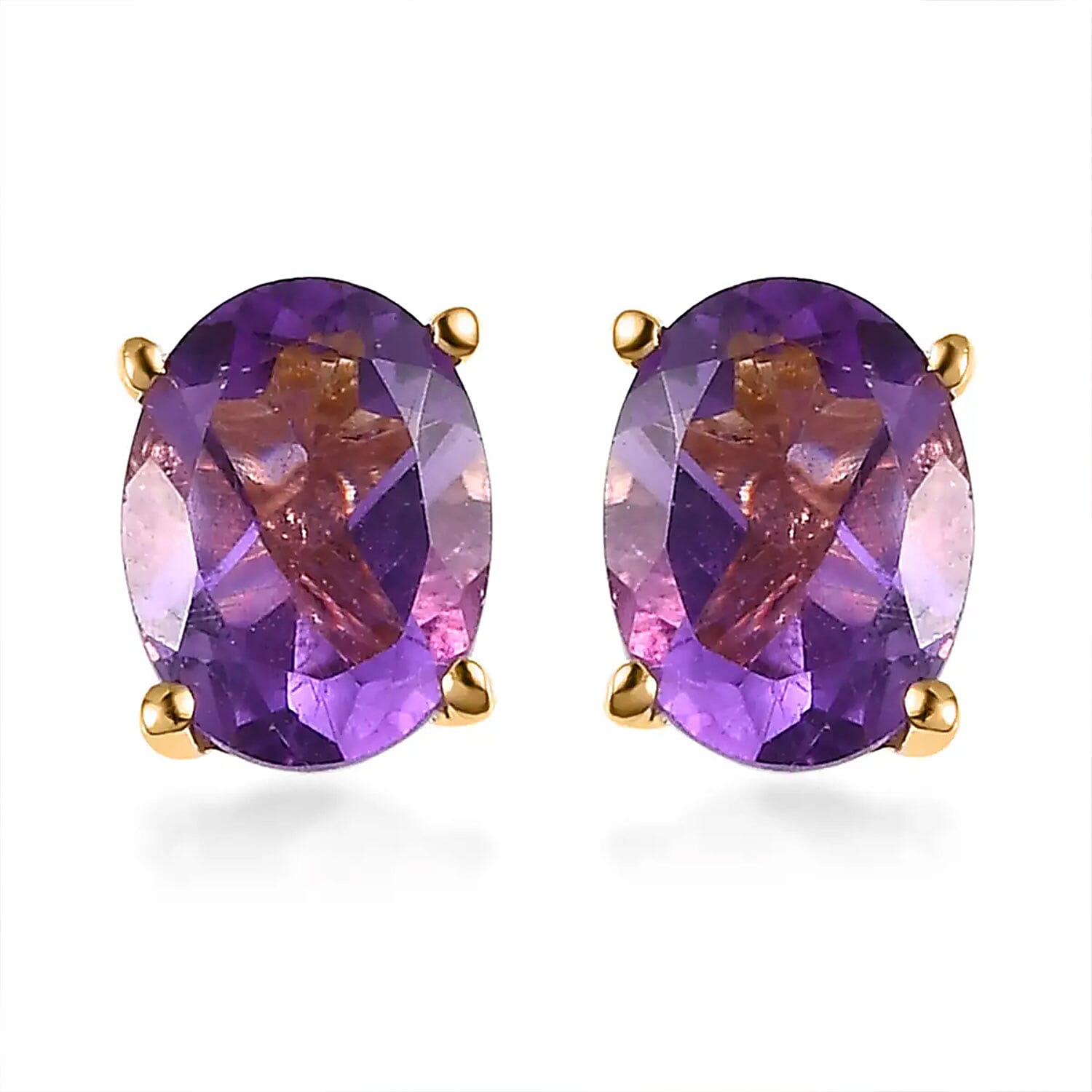 Rose De France Amethyst Solitaire Stud Earrings in Vermeil YG Over Sterling Silver 2.25 ctw
