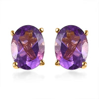 Rose De France Amethyst Solitaire Stud Earrings in Vermeil YG Over Sterling Silver 2.25 ctw