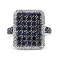 Premium Kanchanaburi Blue Sapphire and White Zircon Ring in Platinum Over Sterling Silver (Size 10.0) 2.60 ctw