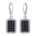 Premium Kanchanaburi Blue Sapphire and White Zircon Earrings in Platinum Over Sterling Silver 2.10 ctw - Sticky add to cart bar