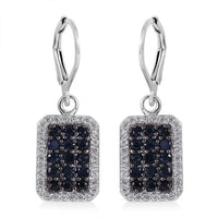 Premium Kanchanaburi Blue Sapphire and White Zircon Earrings in Platinum Over Sterling Silver 2.10 ctw