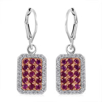 Premium Kanchanaburi Blue Sapphire and White Zircon Earrings in Platinum Over Sterling Silver 2.10 ctw