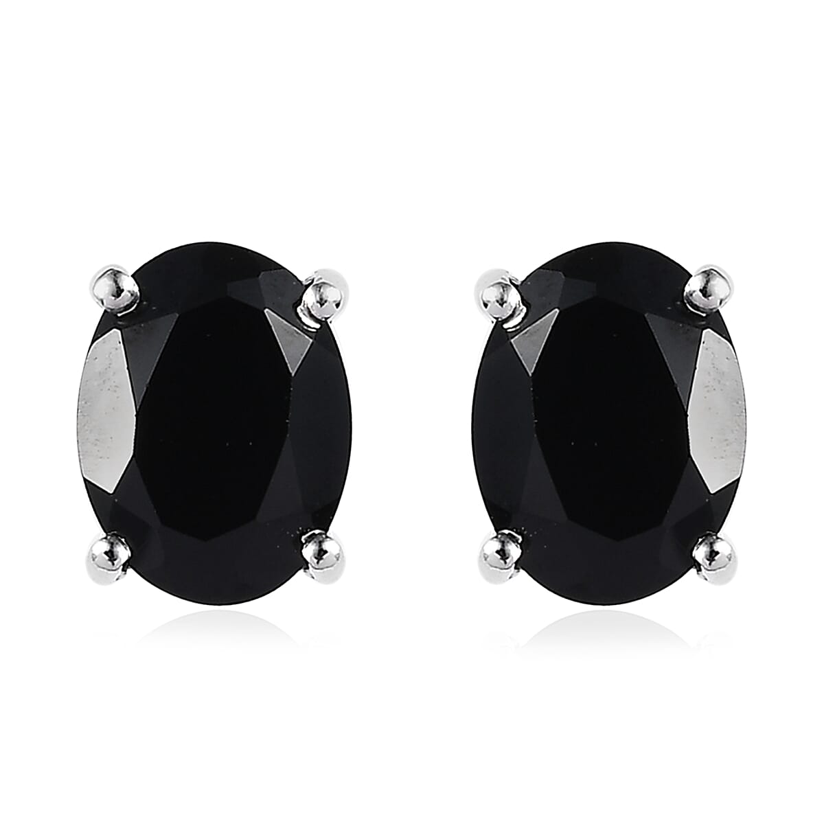 Thai Black Spinel Solitaire Stud Earrings in Platinum Over Sterling Silver 3.10 ctw