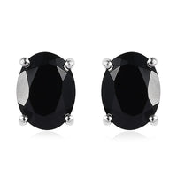 Thai Black Spinel Solitaire Stud Earrings in Platinum Over Sterling Silver 3.10 ctw