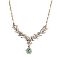 D'Joy Premium Boyaca Colombian Emerald and Moissanite Necklace 18-20 Inches in Vermeil Yellow Gold Over Sterling Silver 2.85 ctw