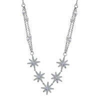 Moissanite Starburst Station Necklace 18 Inches in Platinum Over Sterling Silver 1.90 ctw