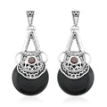 Sajen Silver AAA Black Onyx and Mozambique Garnet Earrings in Platinum Over Sterling Silver 11.30 ctw - Sticky add to cart bar
