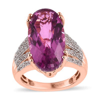 Radiant Orchid Quartz (Triplet) and White Zircon Ring in Vermeil Rose Gold Over Sterling Silver 10.85 ctw