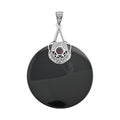 Sajen Silver AAA Black Onyx and Mozambique Garnet Pendant in Platinum Over Sterling Silver 100.90 ctw - Sticky add to cart bar