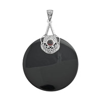 Sajen Silver AAA Black Onyx and Mozambique Garnet Pendant in Platinum Over Sterling Silver 100.90 ctw