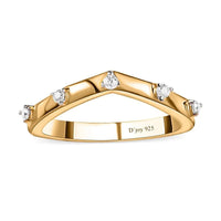 Moissanite Chevron Band Ring in Vermeil Yellow Gold Over Sterling Silver (Size 5.0) 0.05 ctw