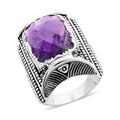 Sajen Silver AAA Amethyst Ring in Platinum Over Sterling Silver (Size 10.0) 10.90 ctw - Sticky add to cart bar