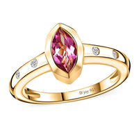 Pure Pink Mystic Topaz, Moissanite Ring in Vermeil YG Over Sterling Silver (Size 6.0) 0.65 ctw