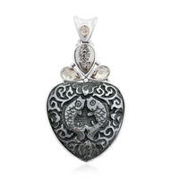 Sajen Silver Hematite Carved and Multi Gemstone Pendant in Platinum Over Sterling Silver 81.15 ctw