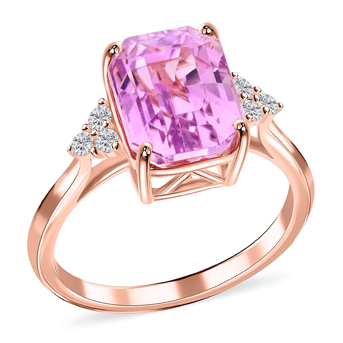 Iliana 18K Rose Gold AAAA Patroke Kunzite and G-H SI Diamond Ring 4.60 ctw