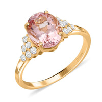 Luxoro 14K Yellow Gold Gold AAA Pink Morganite and G-H I2 Diamond Ring 2.75 ctw