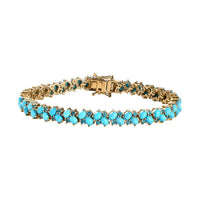 Sleeping Beauty Turquoise and Neon Apatite Bracelet in 18K Vermeil YG Over Sterling Silver (7.50 In) 15.60 ctw