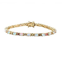 Ethiopian Welo Opal and Multi-Tourmaline Cluster 9.22 ctw Bracelet in Vermeil YG Over Sterling Silver (8.00 In)