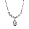 Simulated White Magic Color Quartz Drop Necklace (19.5-21.5Inches) in Silvertone - Sticky add to cart bar