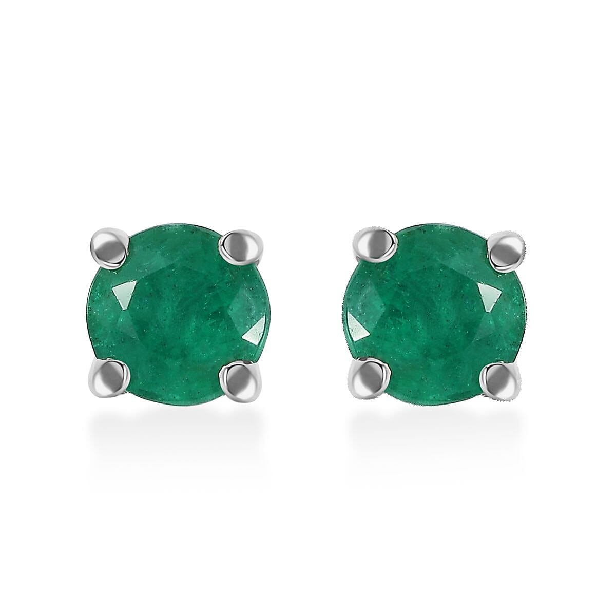 Rhapsody AAAA Kagem Zambian Emerald 1.05 ctw Solitaire Stud Earrings in 950 Platinum