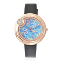 GENOA Austrian Crystal Miyota Japanese Movement Watch with Black Faux Leather Strap - Sticky add to cart bar