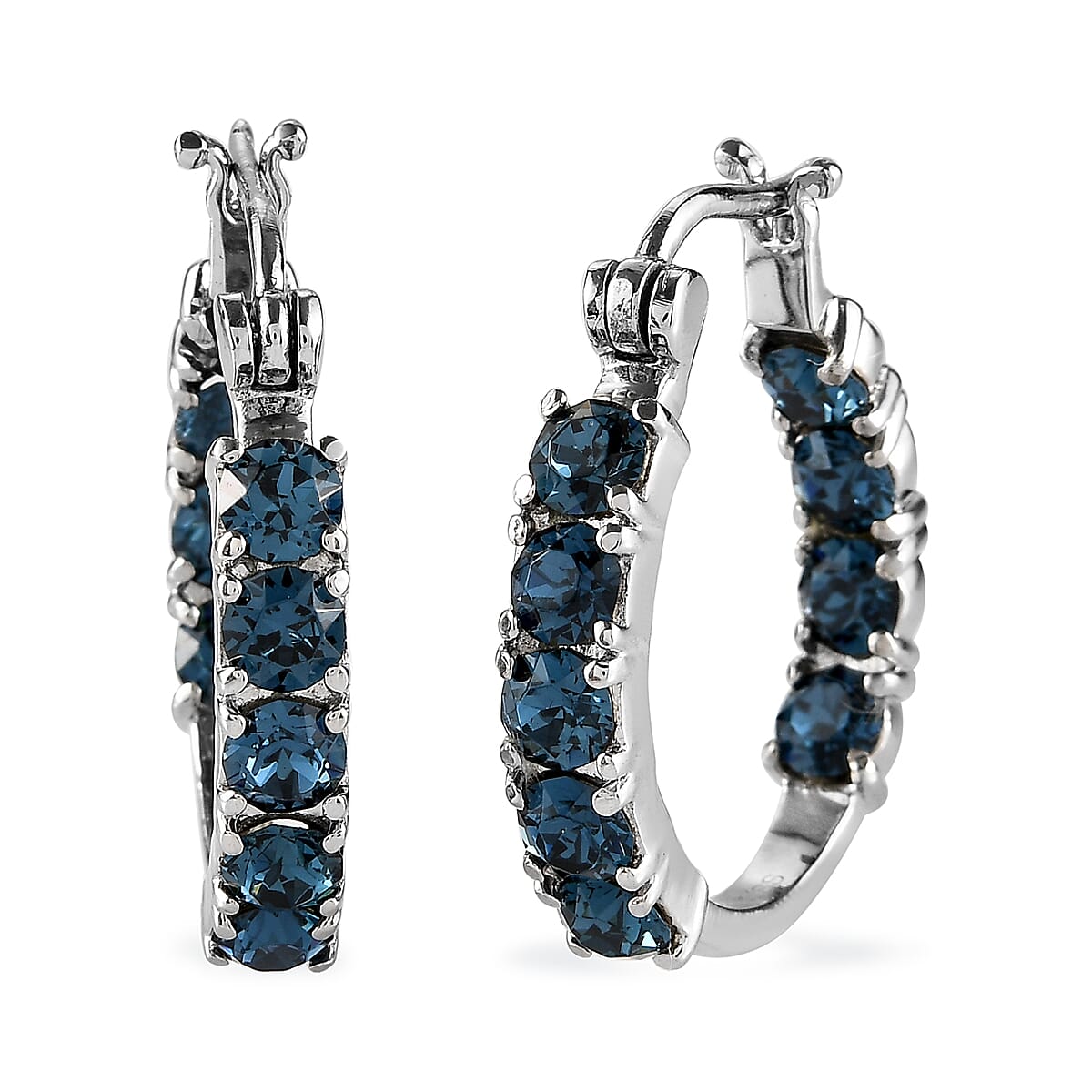 Montana Crystal Hoop Earrings in Stainless Steel