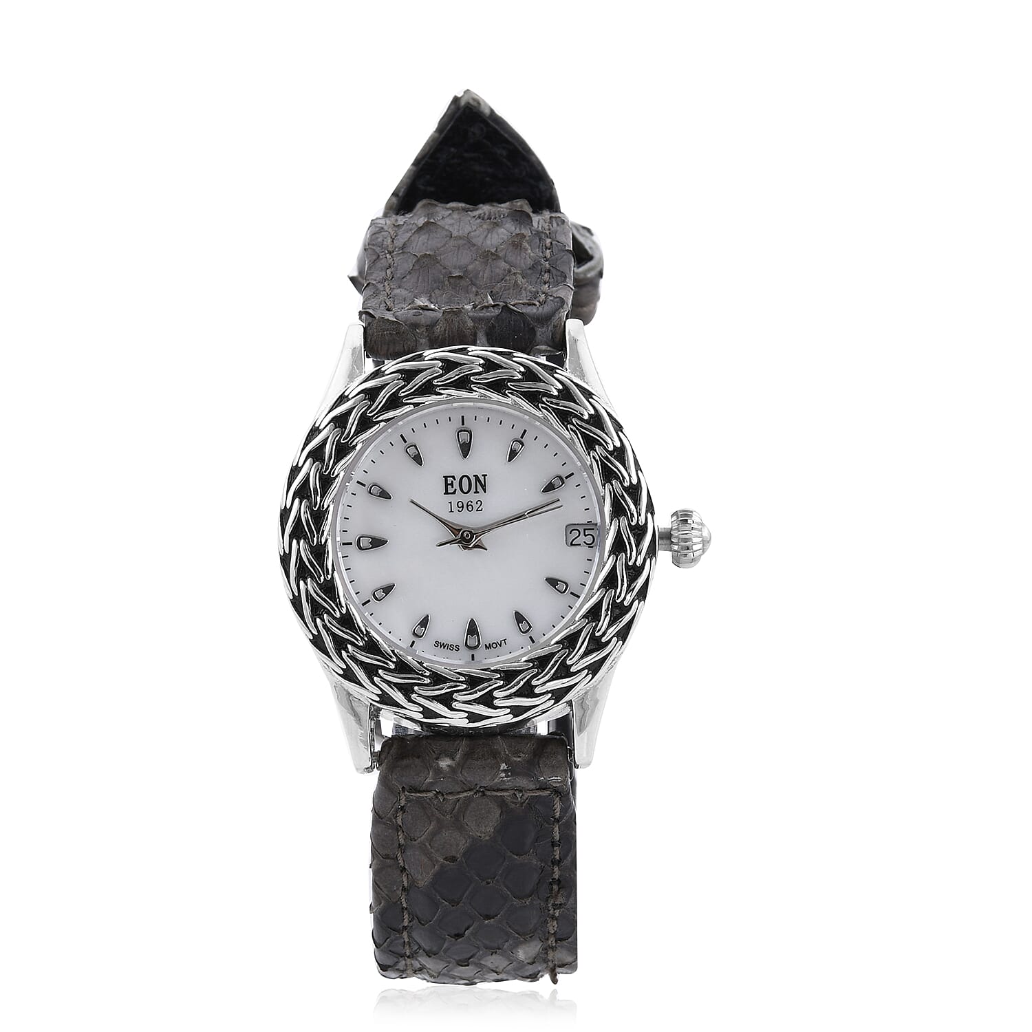 EON 1962 Swiss Movement Watch with Black and Grey Python Leather Band
