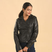 LA MAREY 100% Genuine Lamb Leather Notch Collar Jacket
