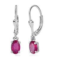 Niassa Ruby (FF) Solitaire Lever Back Earrings in Platinum Over Sterling Silver 1.30 ctw