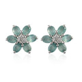 Grandidierite and Diamond Accent Flower Stud Earrings in Platinum Over Sterling Silver 2.00 ctw - Sticky add to cart bar